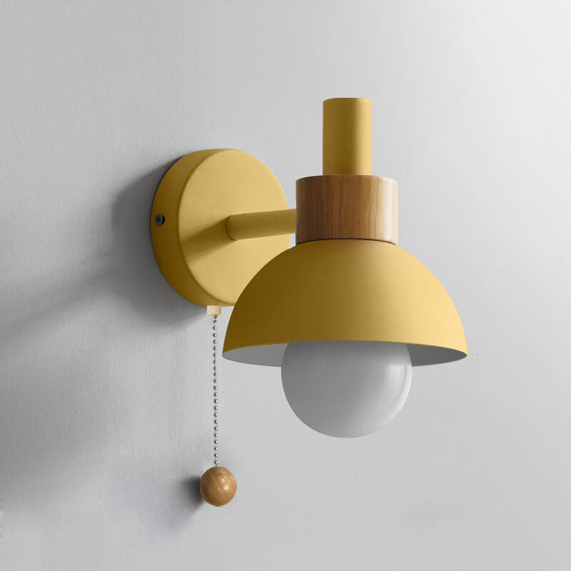 Wall Sconce Lamp │ Wood Pull Cord Switch │ Bedroom & Living Room