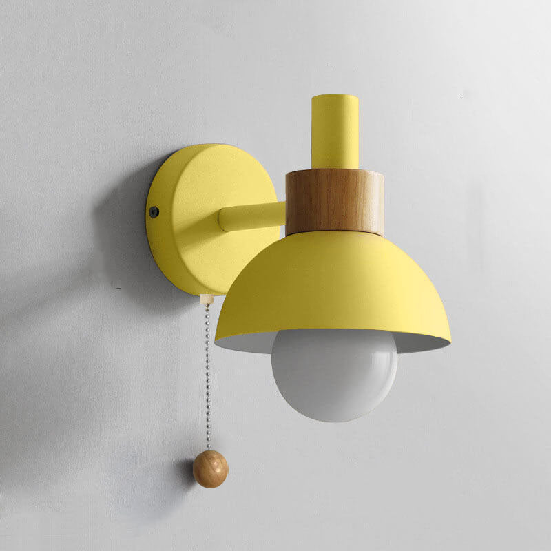 Wall Sconce Lamp │ Wood Pull Cord Switch │ Bedroom & Living Room