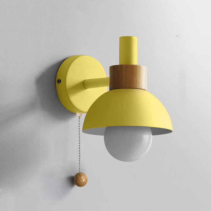 Wall Sconce Lamp │ Wood Pull Cord Switch │ Bedroom & Living Room
