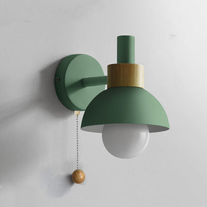 Wall Sconce Lamp │ Wood Pull Cord Switch │ Bedroom & Living Room