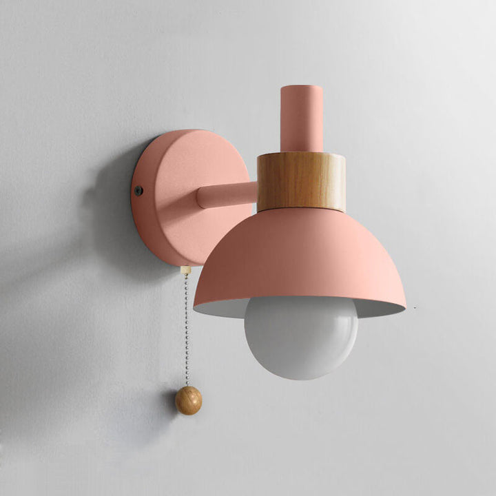 Wall Sconce Lamp │ Wood Pull Cord Switch │ Bedroom & Living Room