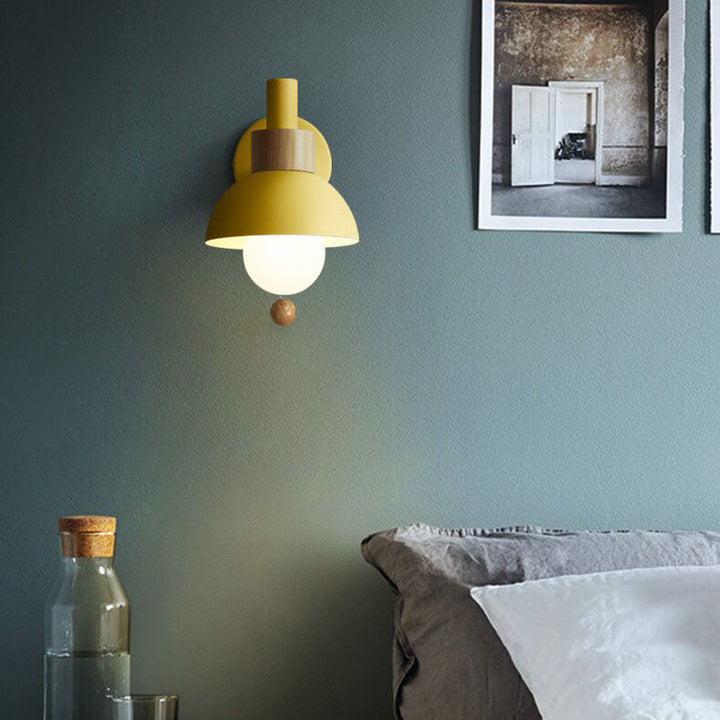 Wall Sconce Lamp │ Wood Pull Cord Switch │ Bedroom & Living Room