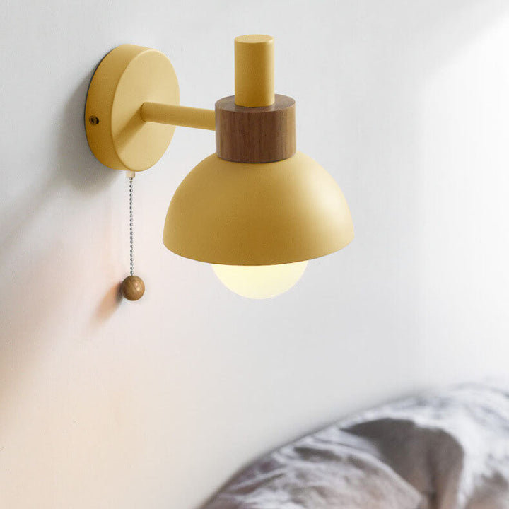 Wall Sconce Lamp │ Wood Pull Cord Switch │ Bedroom & Living Room