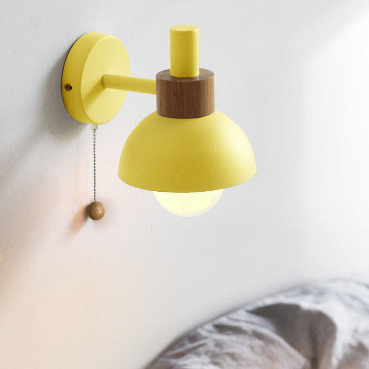 Wall Sconce Lamp │ Wood Pull Cord Switch │ Bedroom & Living Room