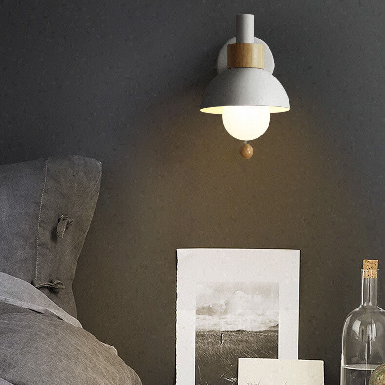 Wall Sconce Lamp │ Wood Pull Cord Switch │ Bedroom & Living Room