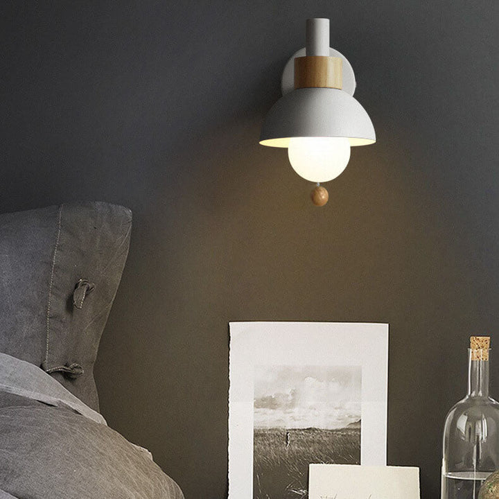 Wall Sconce Lamp │ Wood Pull Cord Switch │ Bedroom & Living Room
