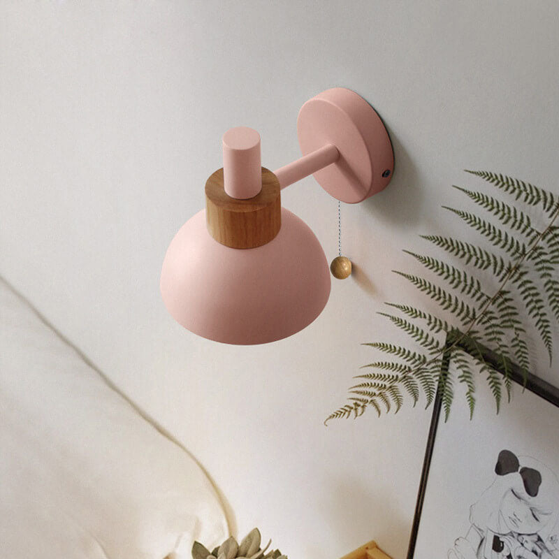 Wall Sconce Lamp │ Wood Pull Cord Switch │ Bedroom & Living Room