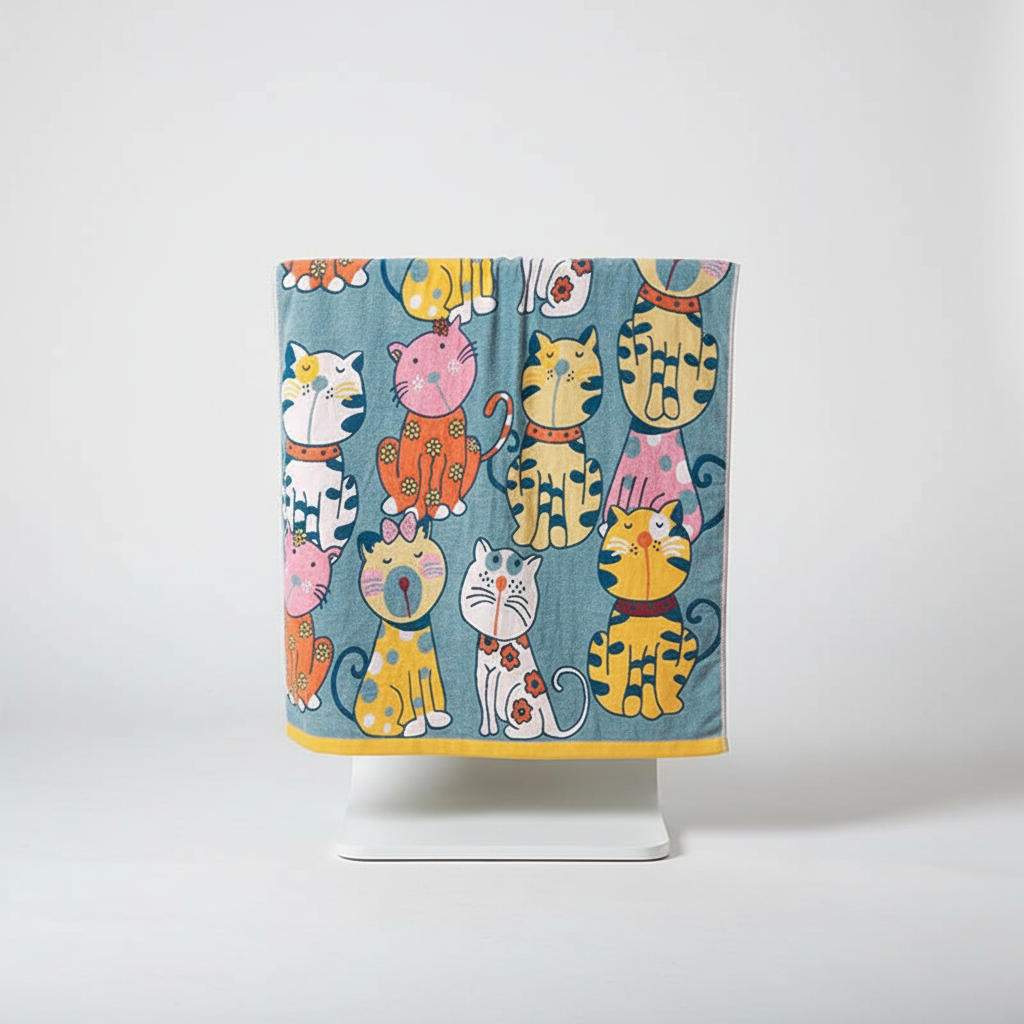 Kids Cat Bath Towel │ Soft Absorbent │ Bathroom Decor