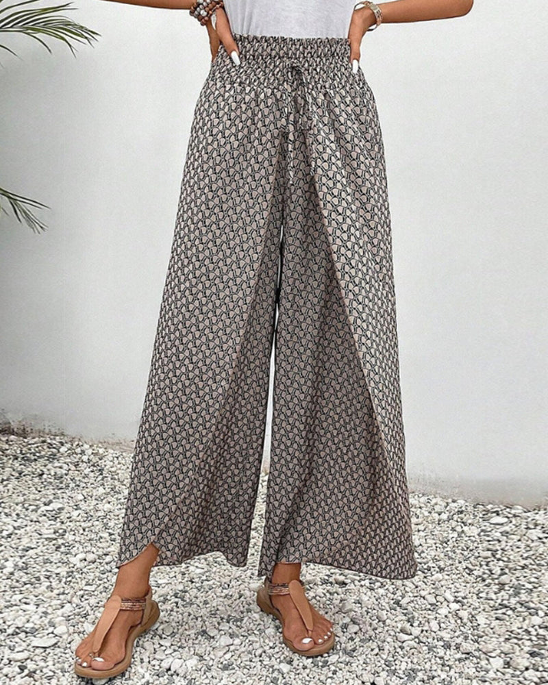Covernorth Women's Printed Split-Front Wide-Leg Trousers