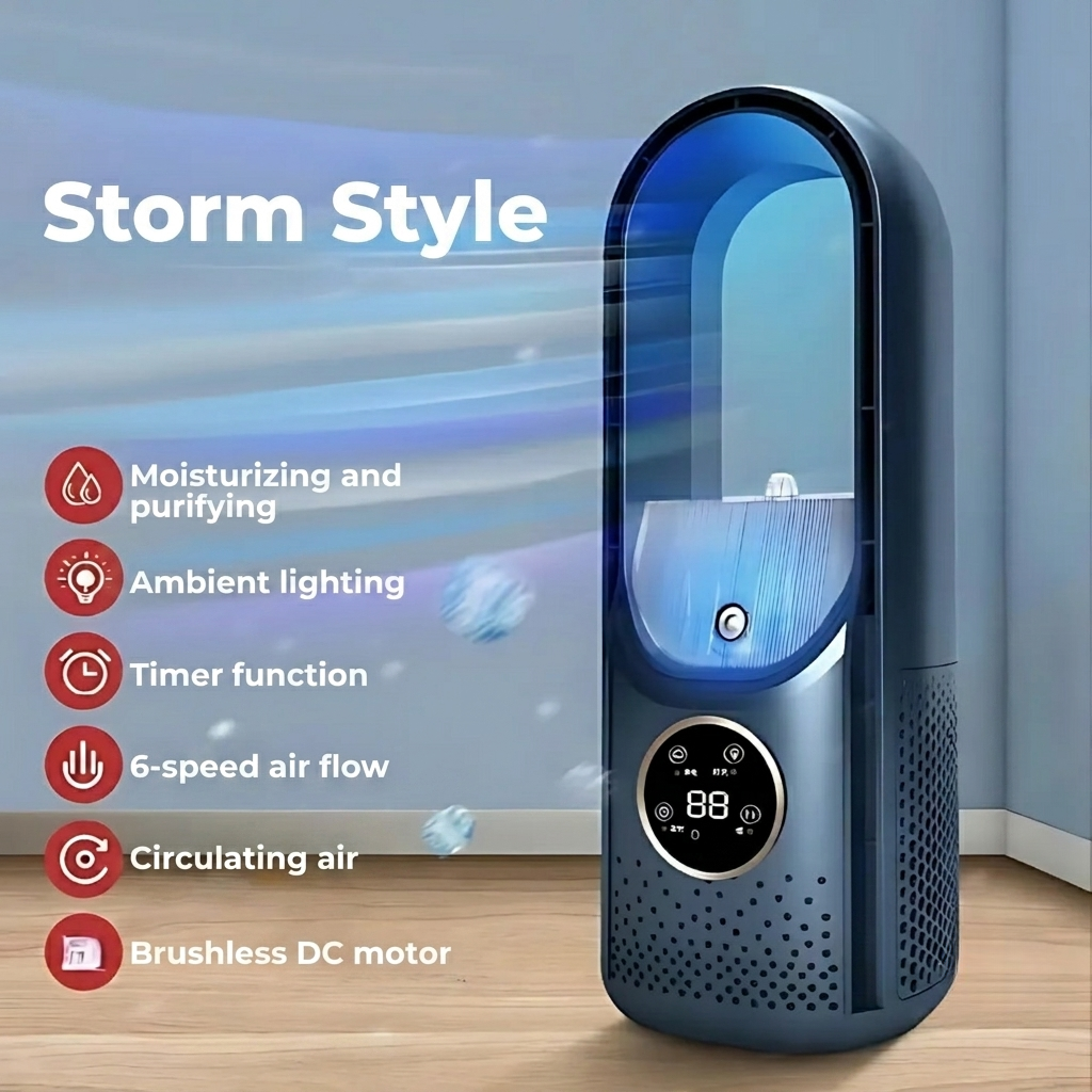 Bladeless Desk Fan │ Quiet 6 Speed Cooling │ Bedroom, Office