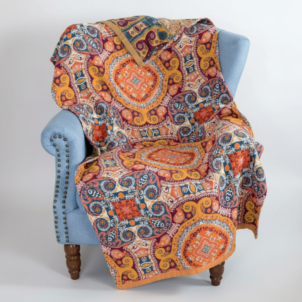 Boho Bath Towel │ Ultra Soft │ Bath & Accent Chair │ Orange