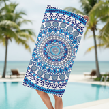 Mandala Beach Towel │ Absorbent, Fast-Drying Microfiber │ Pool, Beach & Travel │ Blue