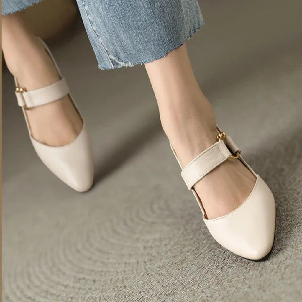 Covernorth Women’s Pointed-Toe Buckle Slingback Heels