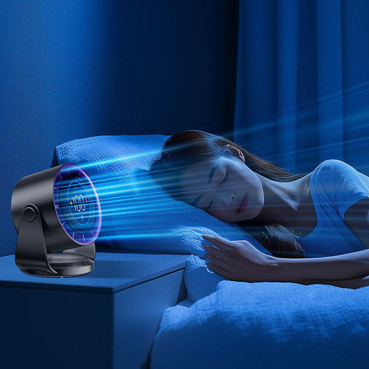 Rechargeable Portable Fan | Quiet, Bladeless Air, Smart Display | Bed, Desk