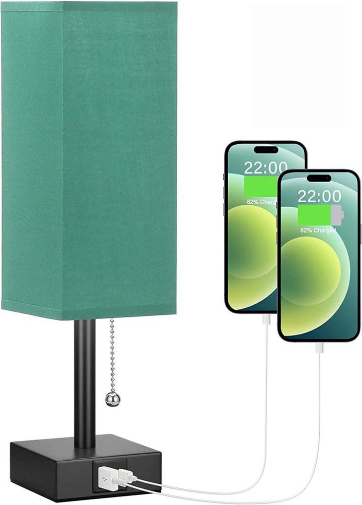USB Table Lamp│ Dimmable Shade Charging │ Bedroom Nightstand │ Beige