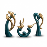 Ceramic Emerald Gold Bird Home Decor Statue