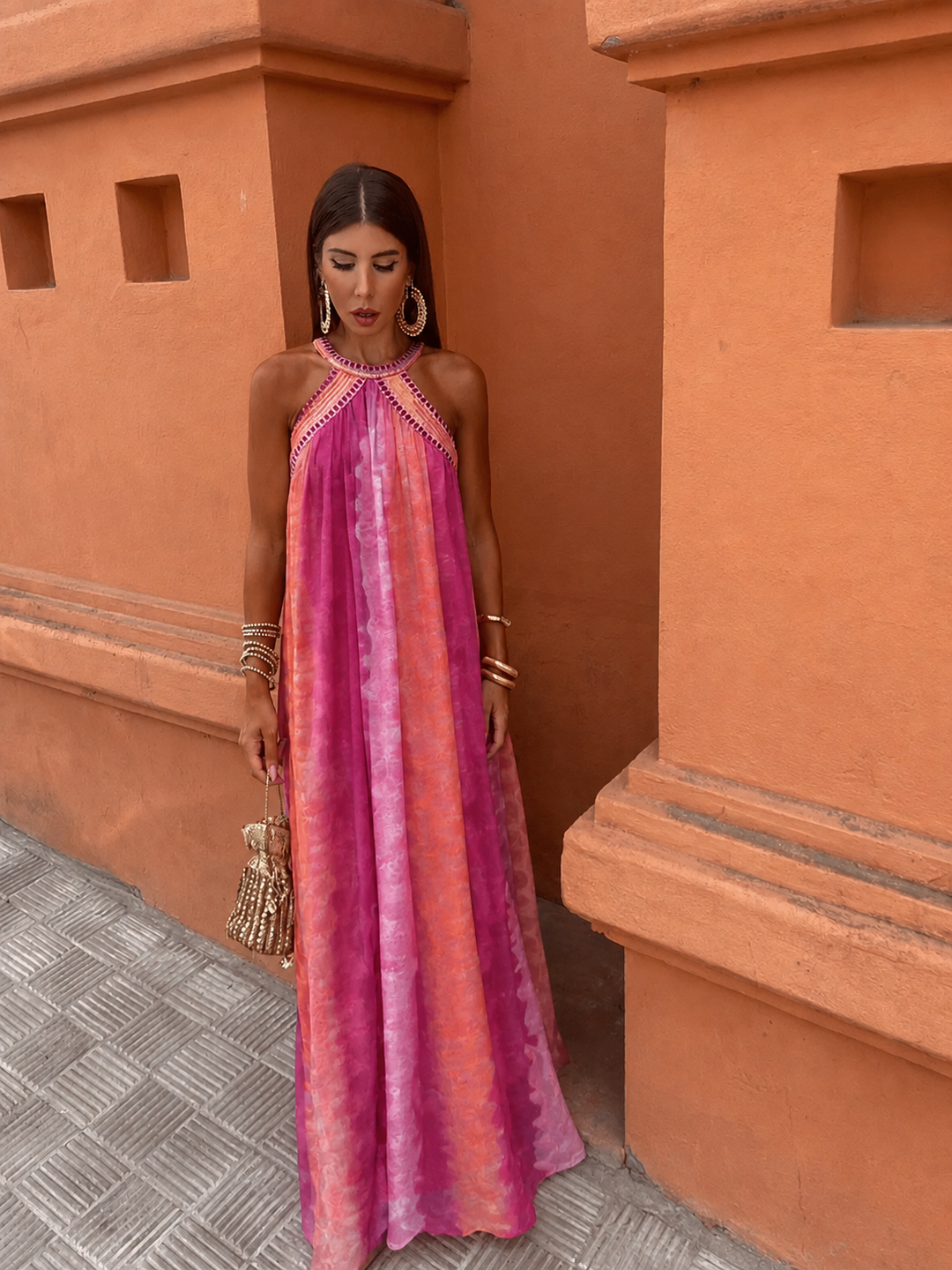 Women’s Tie-Dye Halter Maxi Dress