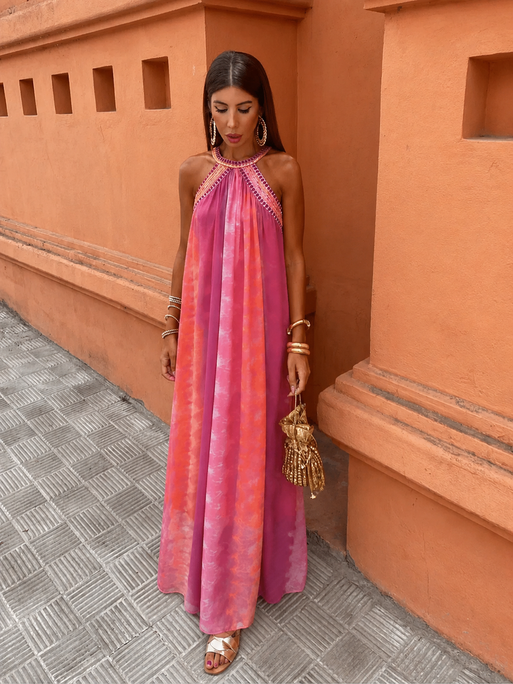 Women’s Tie-Dye Halter Maxi Dress