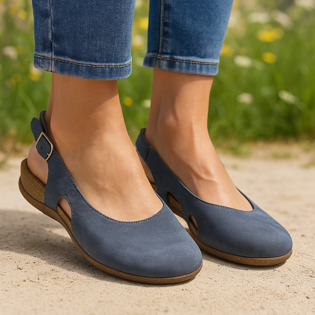 Women Suede Slingback Cutout Flats