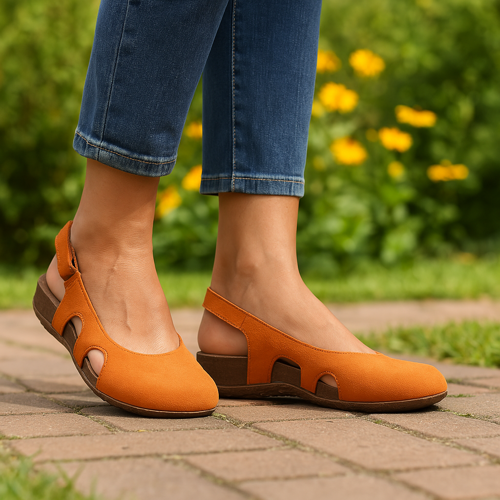 Women Suede Slingback Cutout Flats