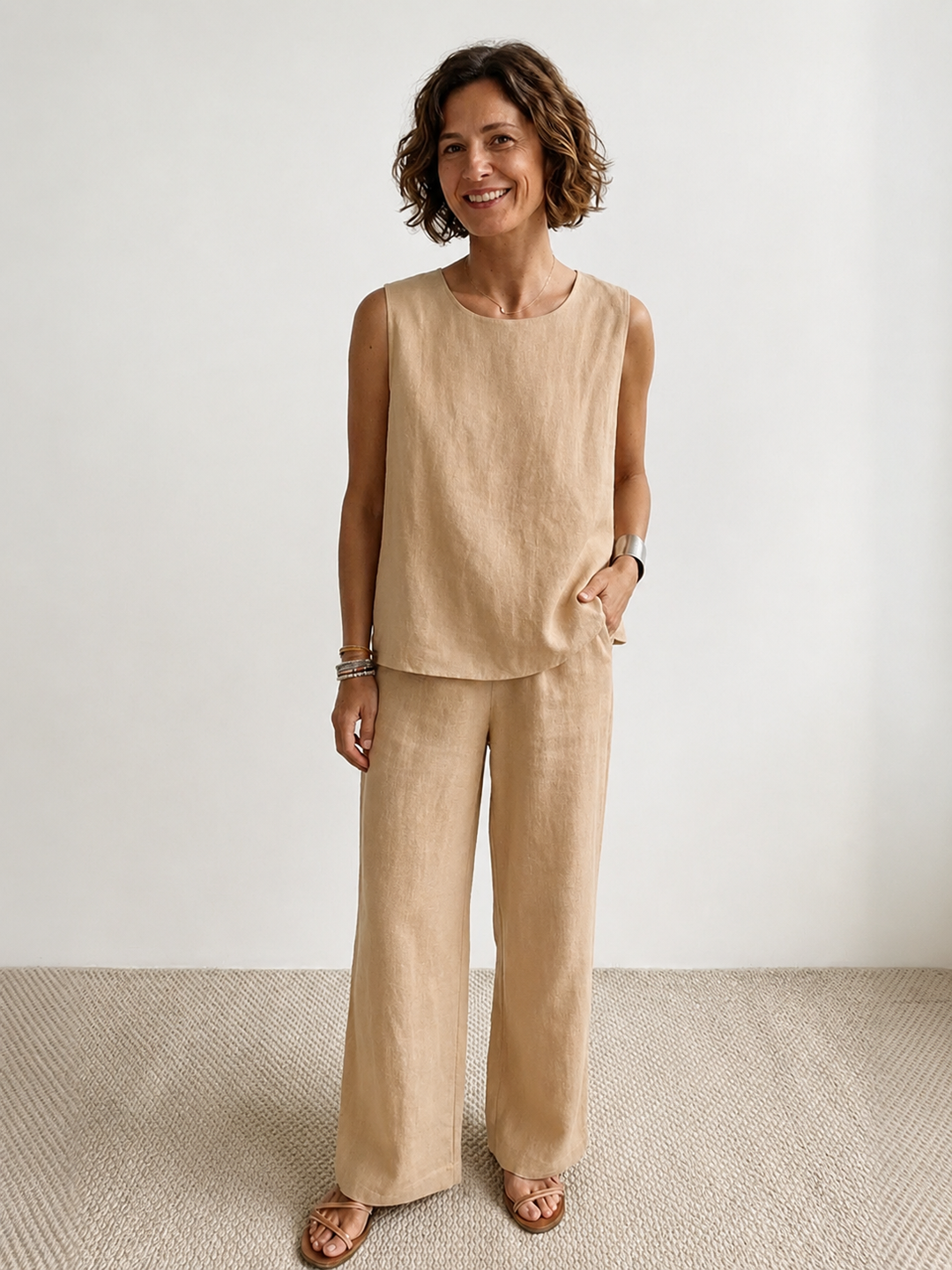Covernorth Women’s Sleeveless Linen Two-Piece Set