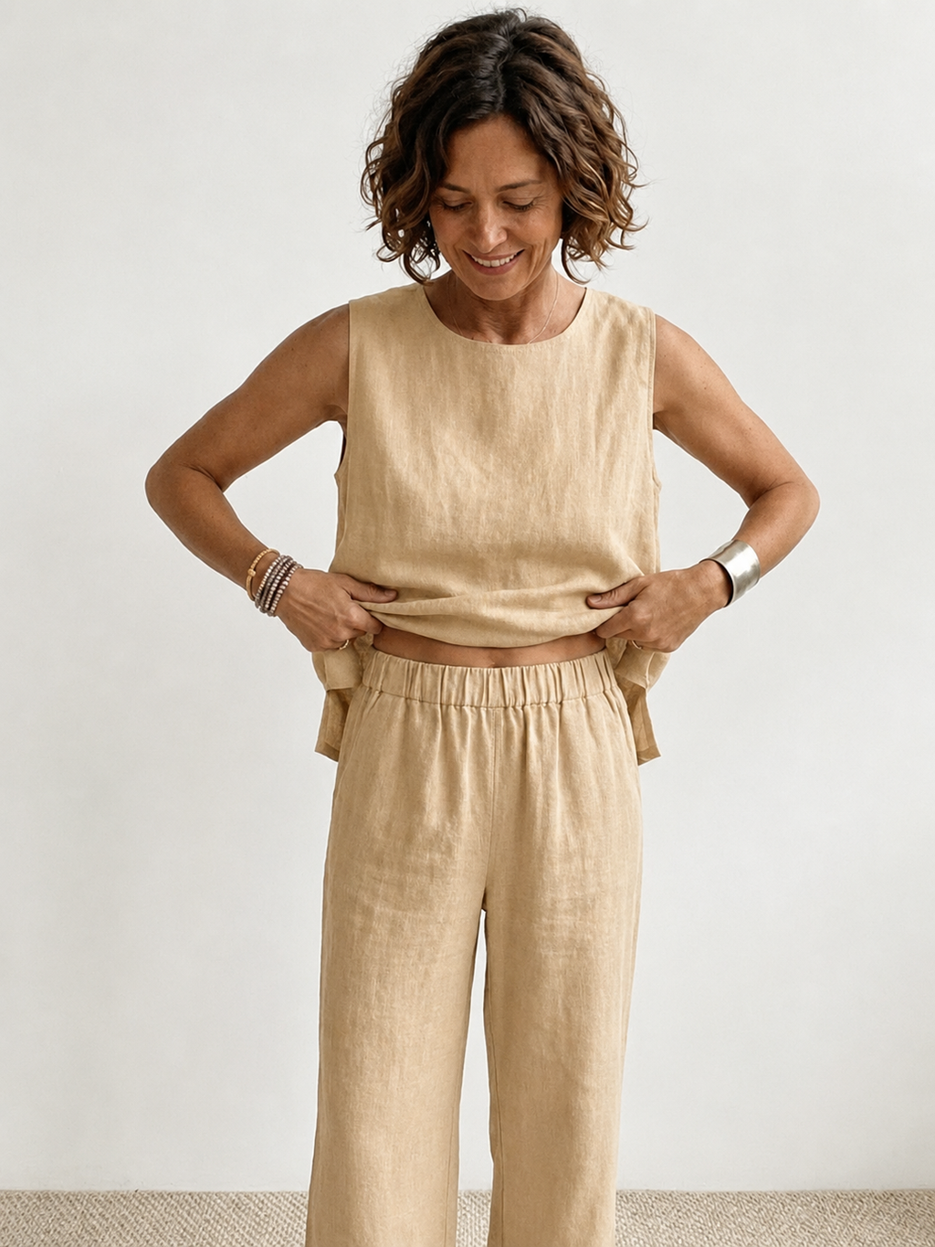 Covernorth Women’s Sleeveless Linen Two-Piece Set