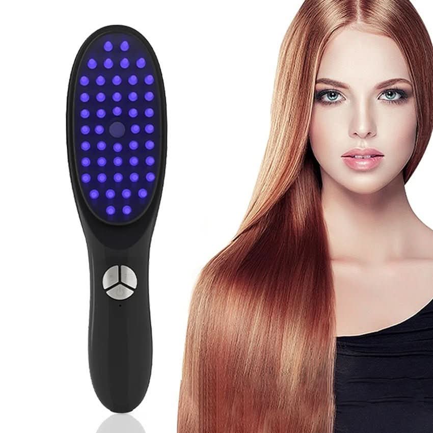 Electric LED Hair Brush │ Red Blue Therapy, Scalp Care │ Black