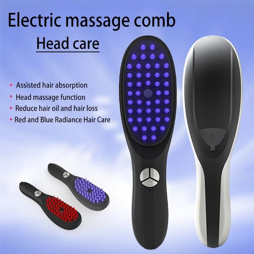 Electric LED Hair Brush │ Red Blue Therapy, Scalp Care │ Black