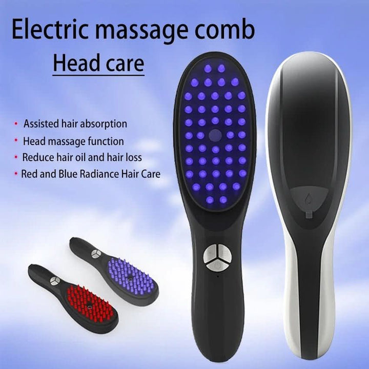 Electric LED Hair Brush │ Red Blue Therapy, Scalp Care │ Black
