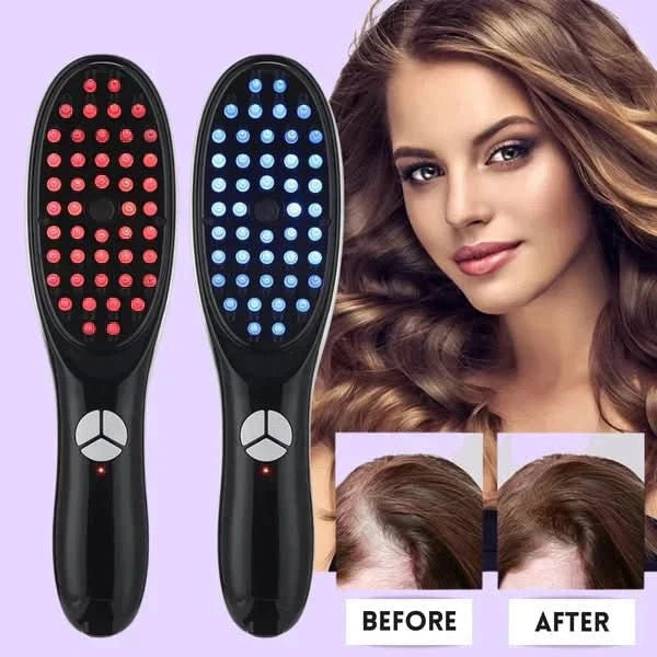 Electric LED Hair Brush │ Red Blue Therapy, Scalp Care │ Black