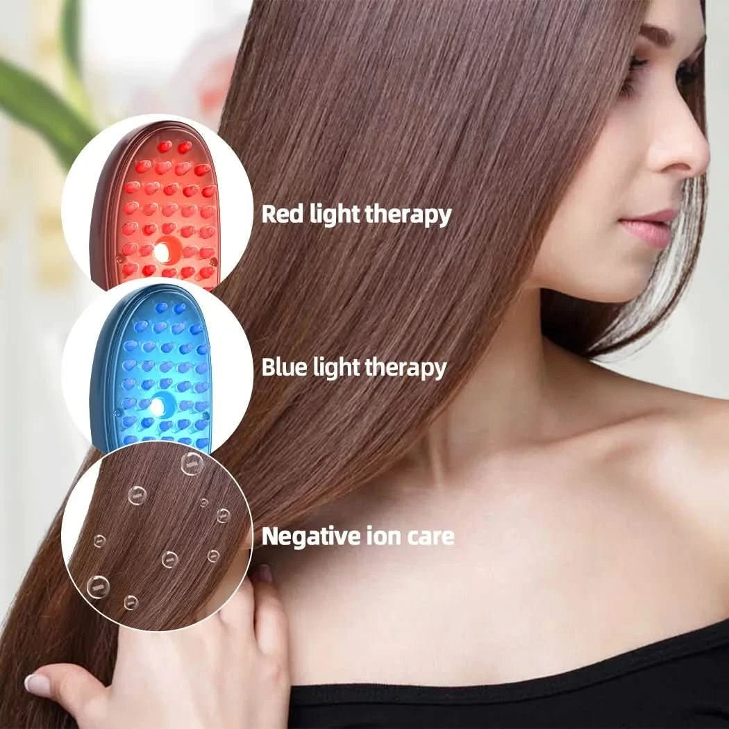 Electric LED Hair Brush │ Red Blue Therapy, Scalp Care │ Black