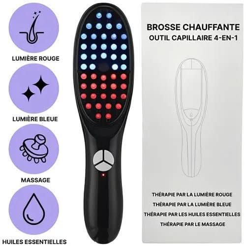Electric LED Hair Brush │ Red Blue Therapy, Scalp Care │ Black