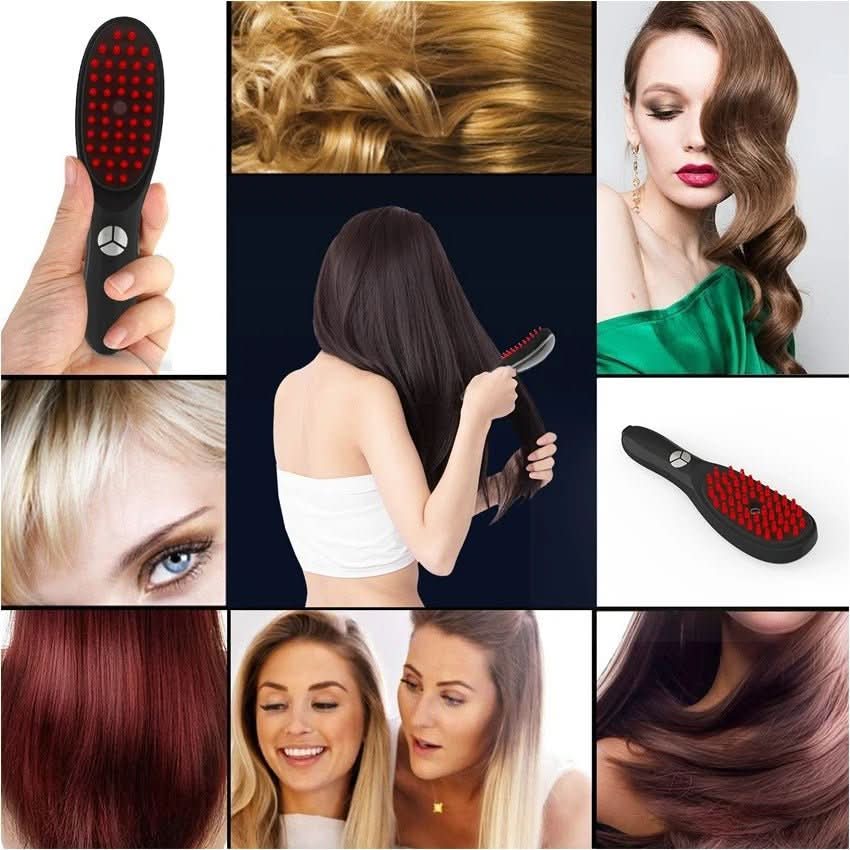 Electric LED Hair Brush │ Red Blue Therapy, Scalp Care │ Black