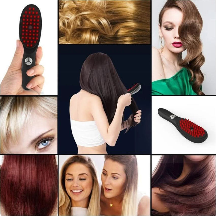 Electric LED Hair Brush │ Red Blue Therapy, Scalp Care │ Black