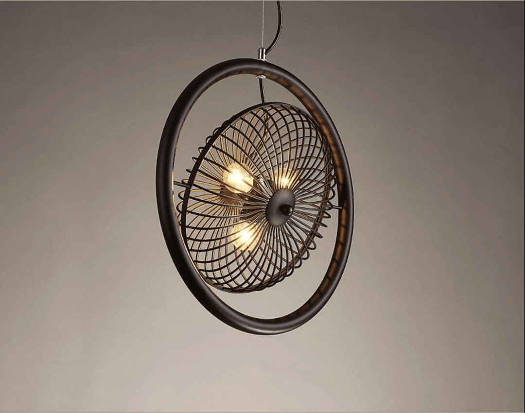 Fan Cage Hanging Lamp | Durable Iron Fixture | Kitchen & Dining