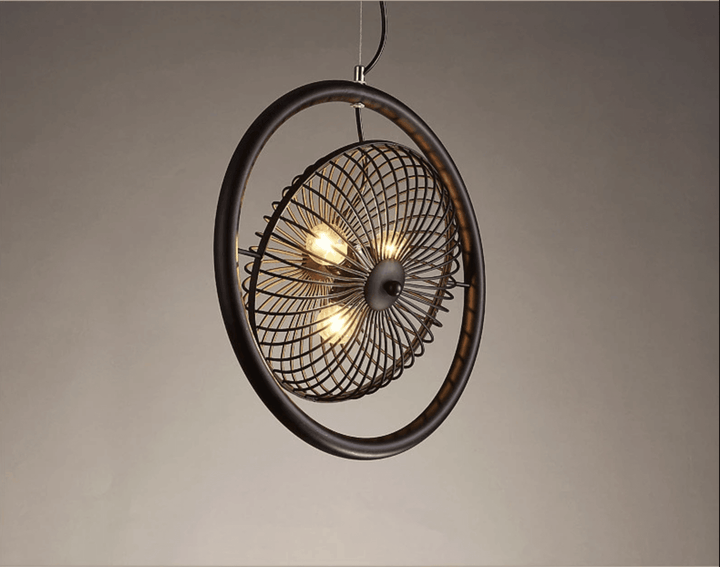 Fan Cage Hanging Lamp | Durable Iron Fixture | Kitchen & Dining