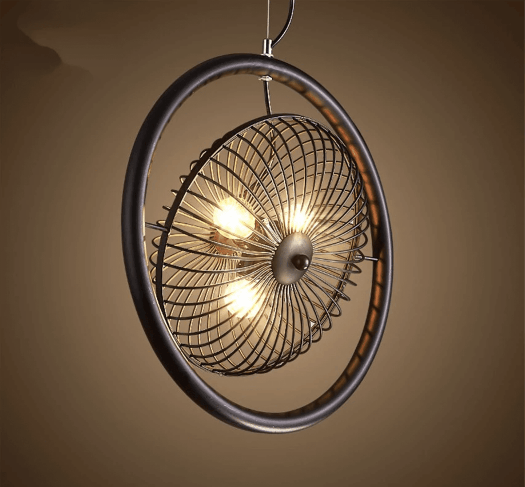 Fan Cage Hanging Lamp | Durable Iron Fixture | Kitchen & Dining