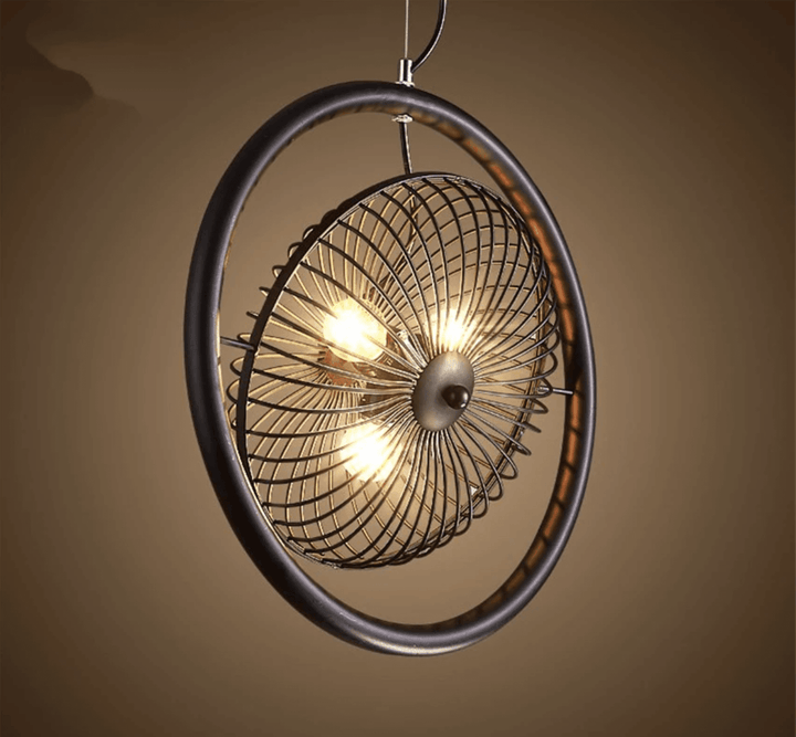 Fan Cage Hanging Lamp | Durable Iron Fixture | Kitchen & Dining