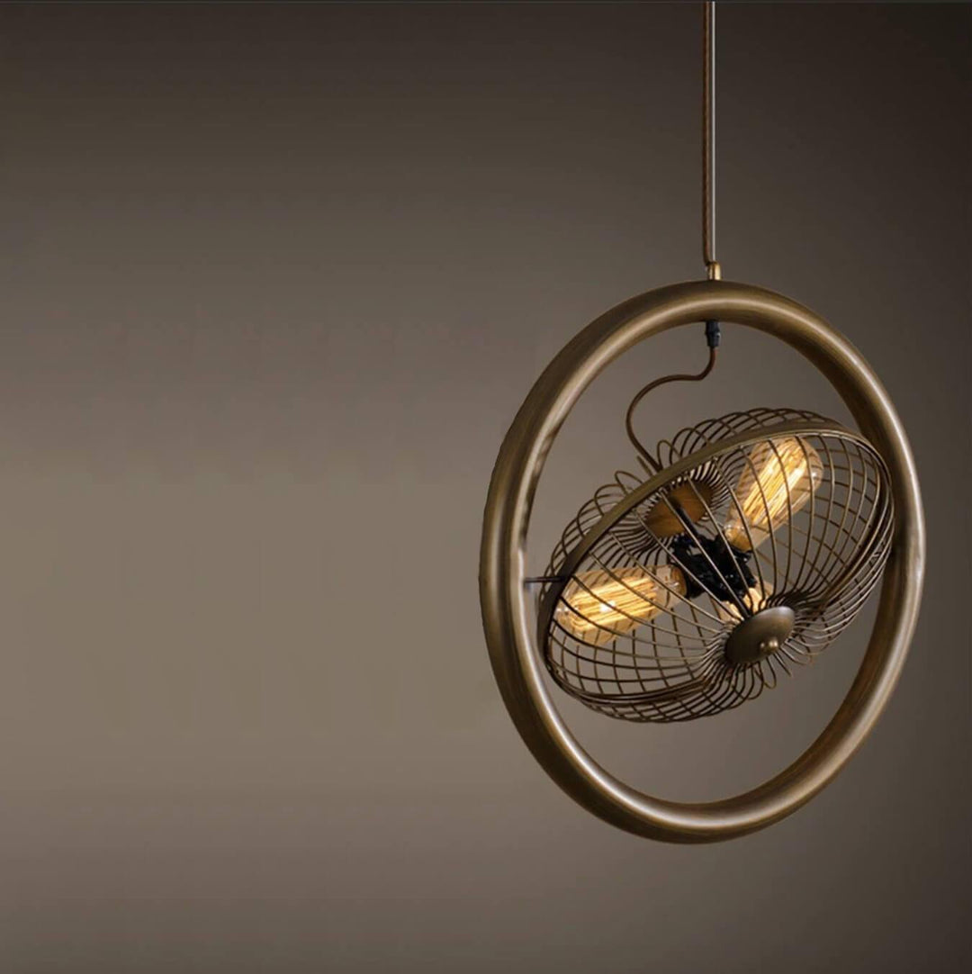 Fan Cage Hanging Lamp | Durable Iron Fixture | Kitchen & Dining