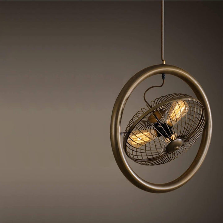 Fan Cage Hanging Lamp | Durable Iron Fixture | Kitchen & Dining