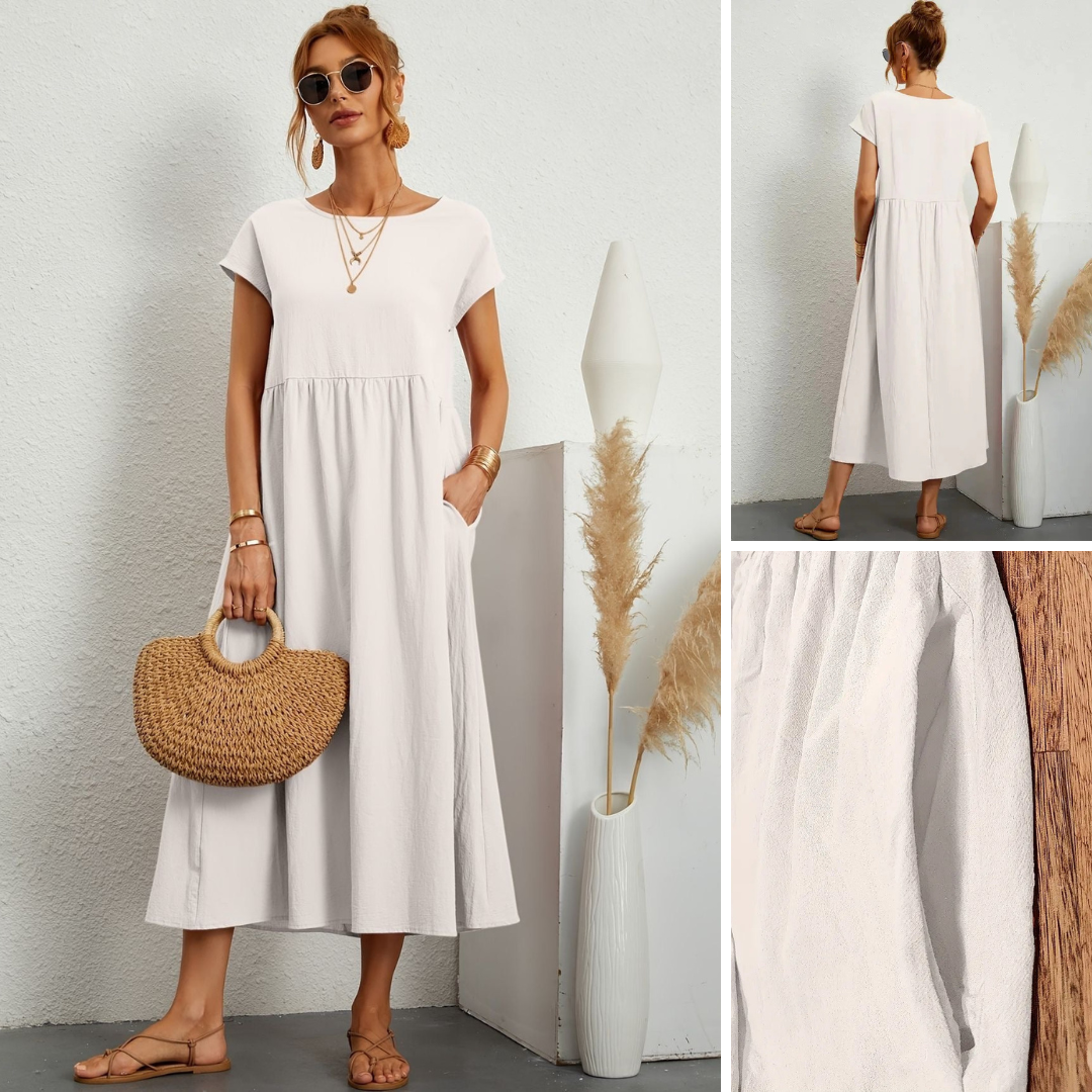 Women's Crewneck Short Sleeve Maxi Dress