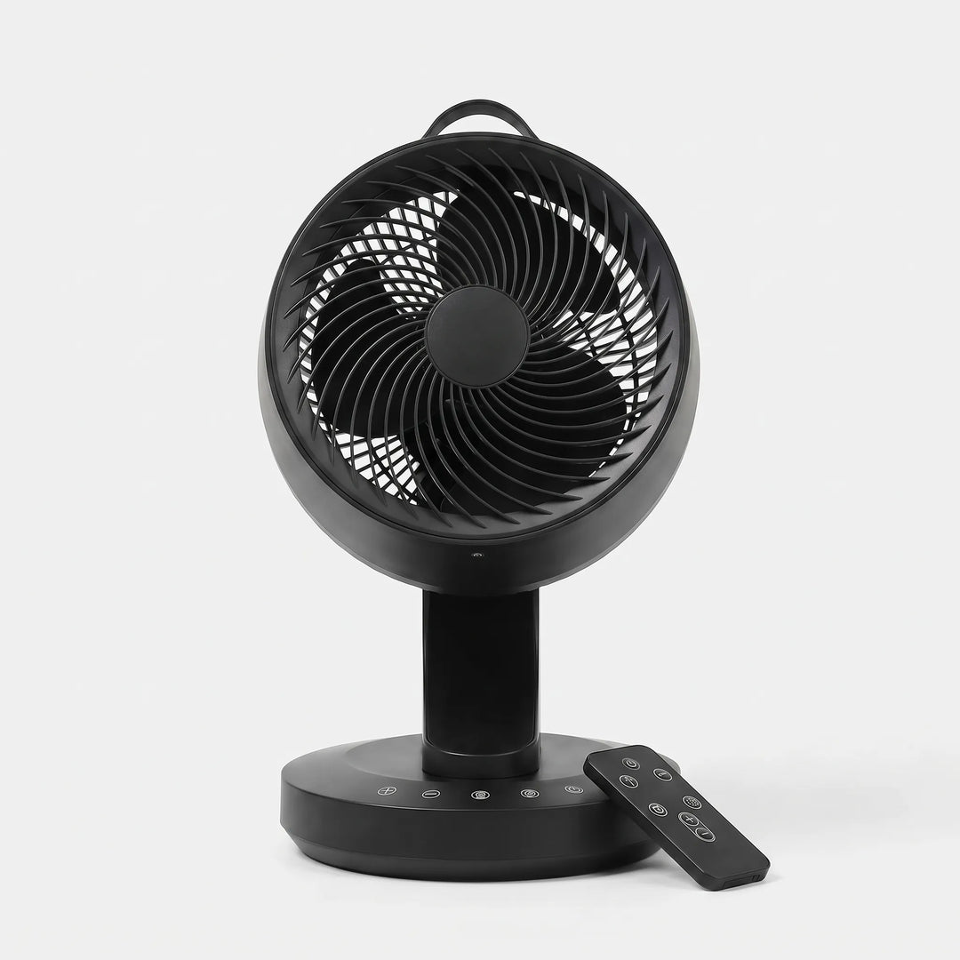 Remote Desk Fan | Silent Air Circulation | Office & Bedside | Black