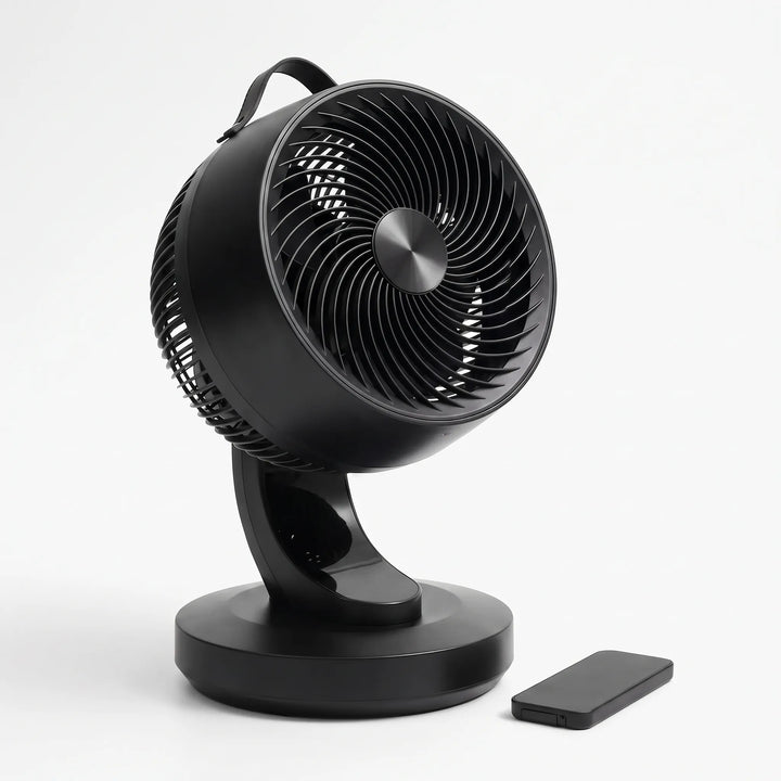 Remote Desk Fan | Silent Air Circulation | Office & Bedside | Black