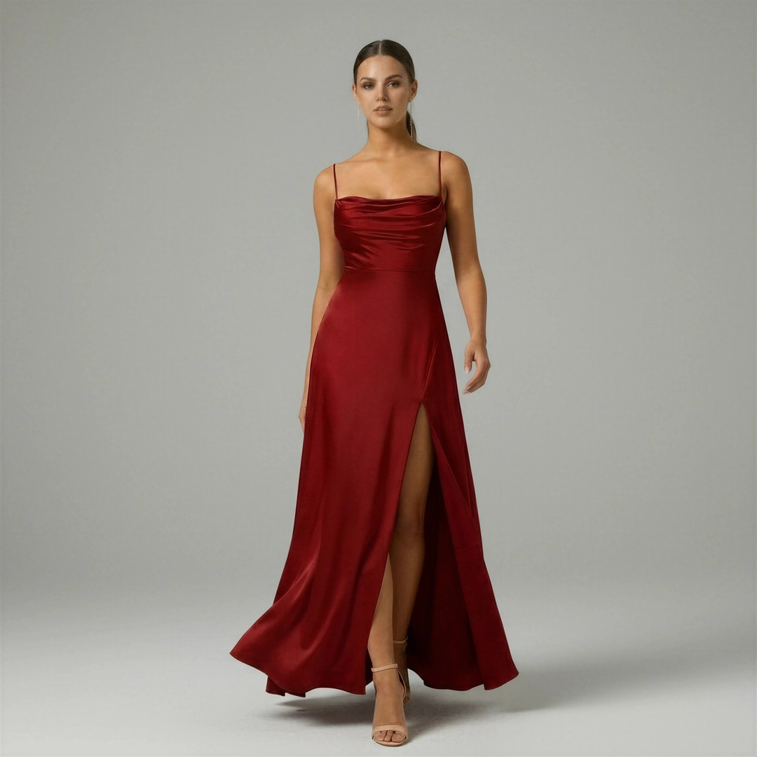 Covernorth Cowl Neck High Slit Maxi Dress