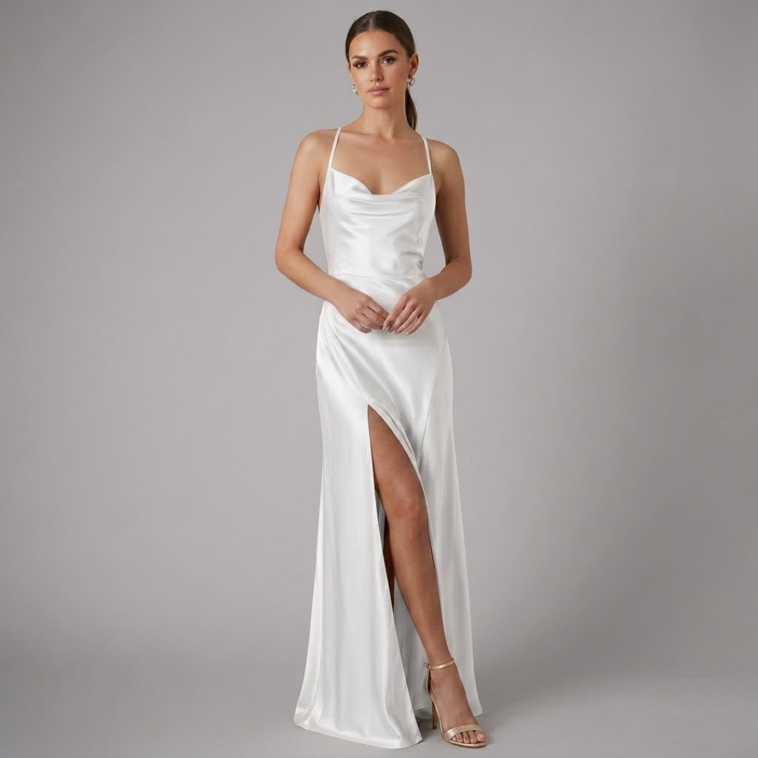 Covernorth Cowl Neck High Slit Maxi Dress