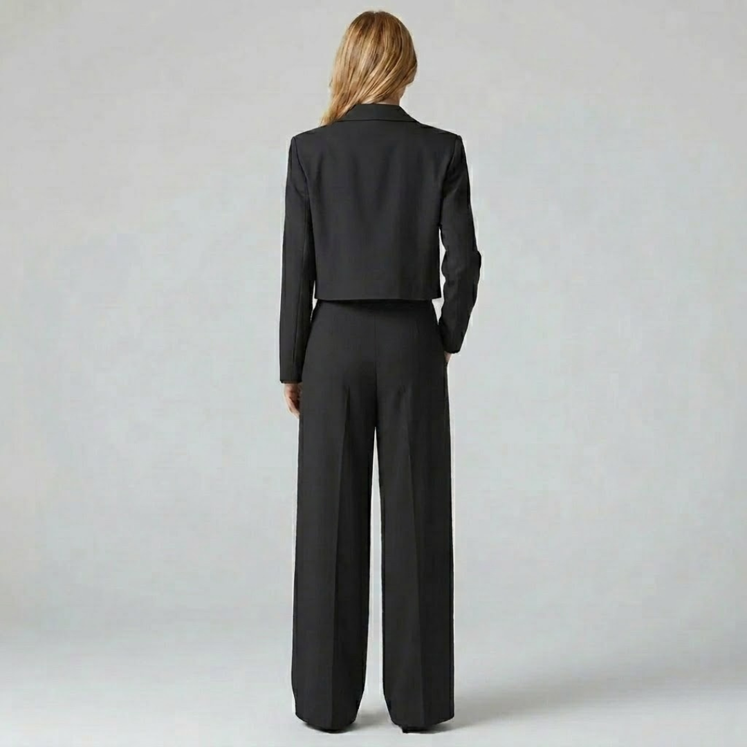 Covernorth Cropped Blazer and High-Waist Wide-Leg Trouser Set