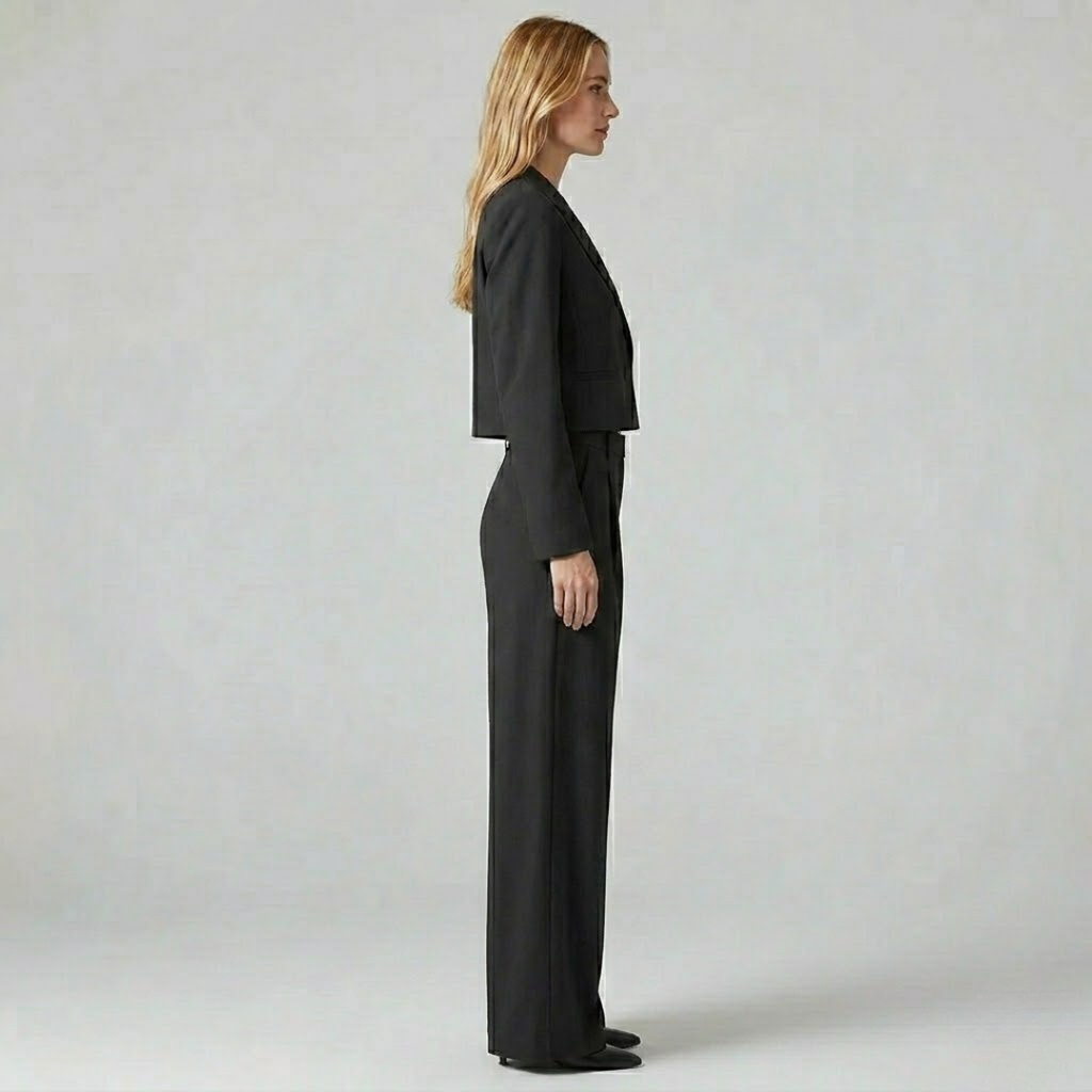 Covernorth Cropped Blazer and High-Waist Wide-Leg Trouser Set