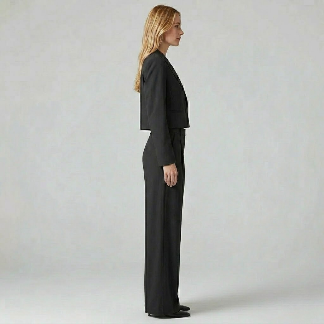 Covernorth Cropped Blazer and High-Waist Wide-Leg Trouser Set