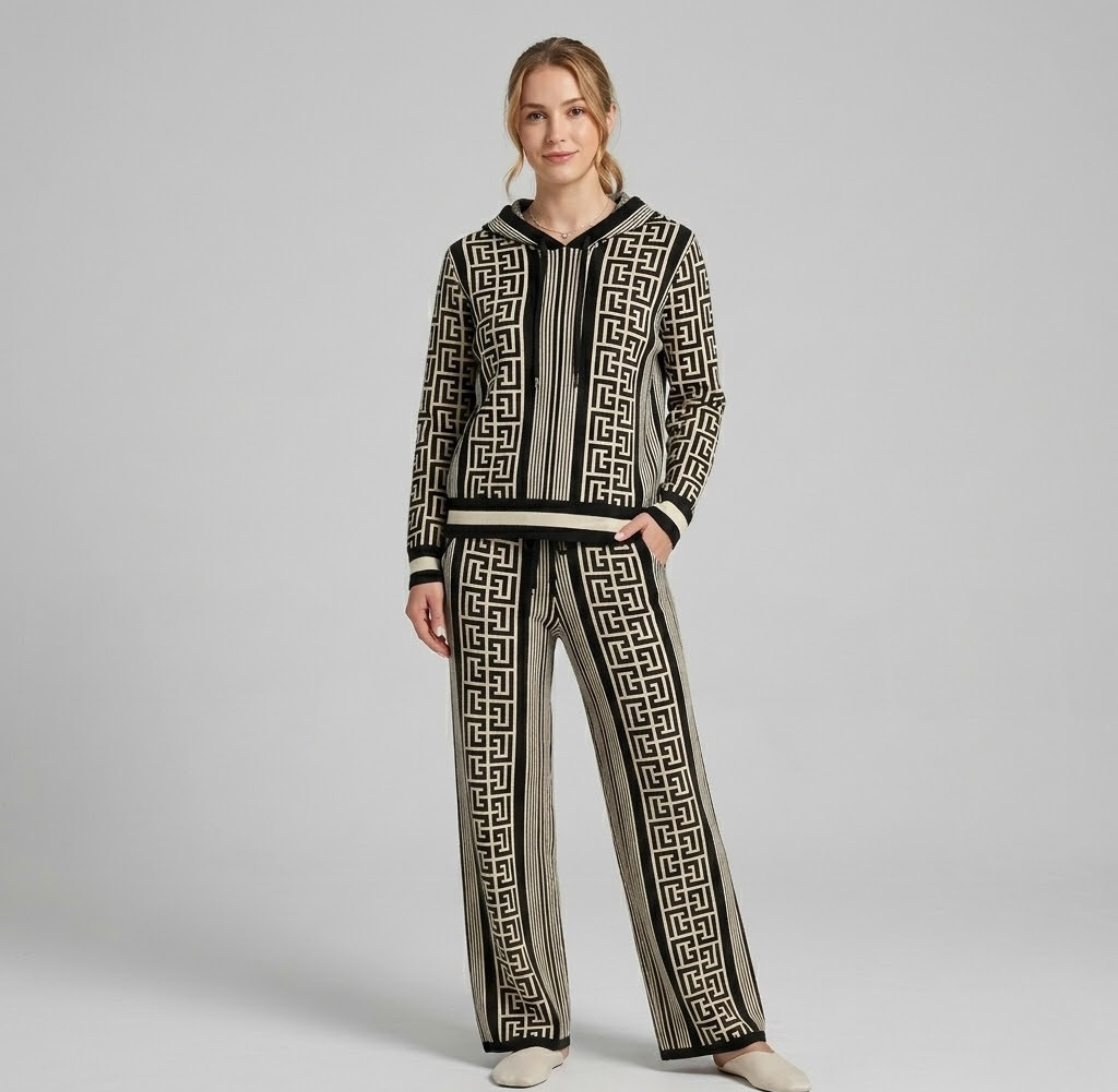 Covernorth Geometric Wool Hoodie and Wide-Leg Set