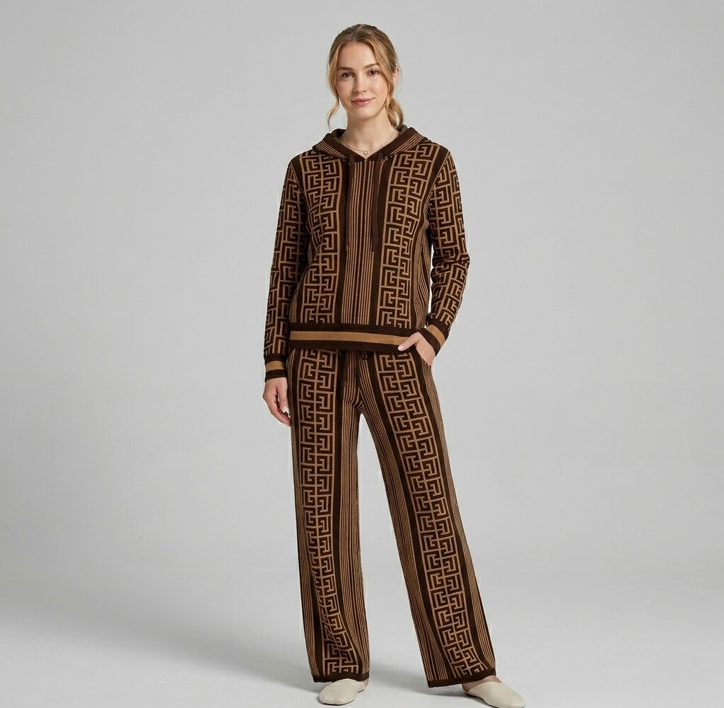 Covernorth Geometric Wool Hoodie and Wide-Leg Set